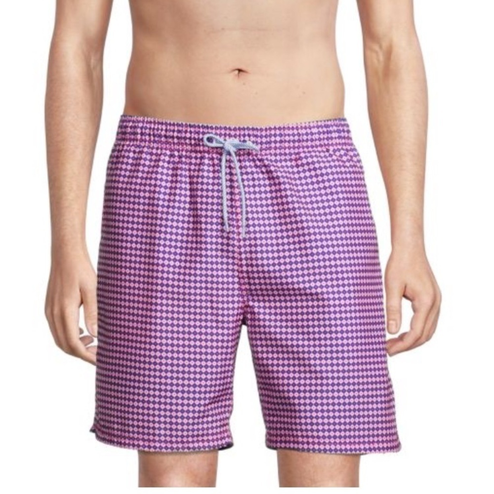Mens Tailorbyrd Purple Gingham Board Mesh Shorts Size XL